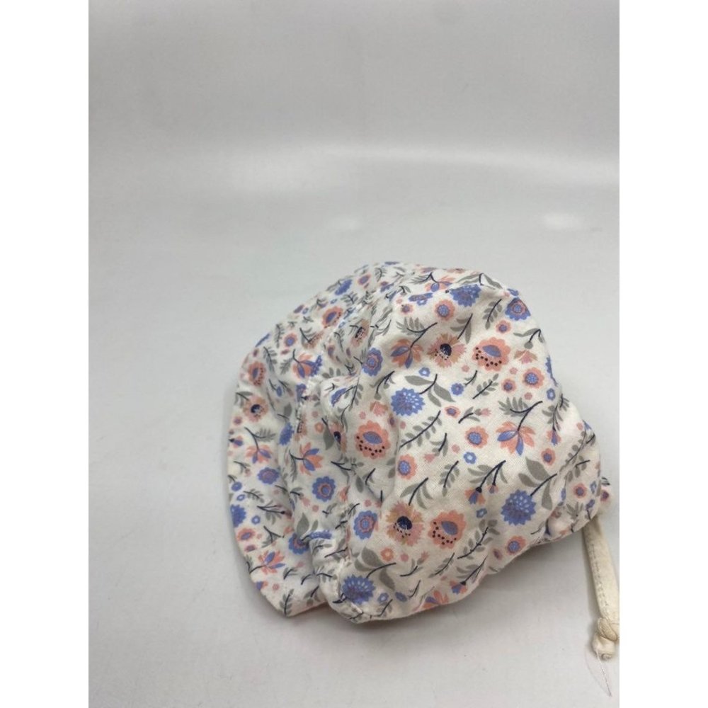 Feather Baby Pima Cotton Floral Bonnet Sun Hat 0-3M Made in Peru